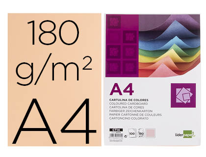 100h. cartulina Liderpapel A4 180g/m² salmón